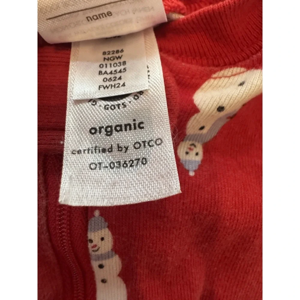 Hanna Andersson Red Christmas Organic Cotton Snowman Footed Sleeper Sz‎ 3-6 Mos
